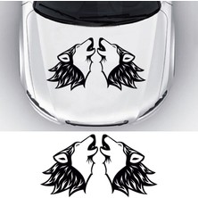 Stickir Uluyan Bozkurt Sticker, Oto Sticker, Kelebek Cam Sticker 10X9 Cm-Sağ Sol Takım