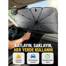 Uravas Store Dayanıklı Upe Alaşımlı Şemsiye Tipi Araç Güneşliği - Kolay Katlanır Yeni Nesil
