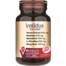 Validus Combo-Women 200 Mg Epimedyum, 200 Mg Damiana, Mineraller ve Takviyeler 60 Tablet