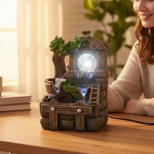Keyfim Shop Dekoratif Merdiven Tasarımlı Renkli LED Işıklı Su Şelalesi