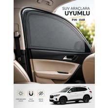 PINAXAR Dacia Logan  (2004-2013)  Güneş Koruma Filesi, 2'li Yan Cam Güneşlik Perde ( Çorap )(Suv)Gri