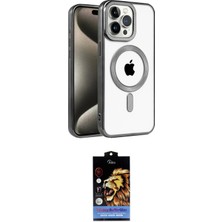 Teknoparkx Ieg™ Iphone 15 Pro Kılıf Eksen Form Koleksiyonu - Siyah Buffer Hayalet Cam Ekran Koruyucu Tknp