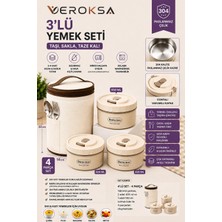 Veroksa Bento Box Termal Yemek Kabı 4'lü Set | 304 Paslanmaz Çelik Lunch Box | Sızdırmaz Sefer Tası | 2X420 ml + 550 ml | Taşıma Çantalı