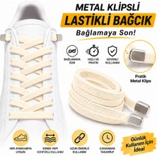 YeferStore Ultra Kullanışlı Elastik Metal Tokalı Ayakkabı Bağcığı, Giy Çıkar Pratik Bağcık, 100CM 1 Çift