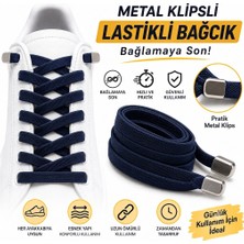 YeferStore Ultra Kullanışlı Elastik Metal Tokalı Ayakkabı Bağcığı, Giy Çıkar Pratik Bağcık, 100CM 1 Çift