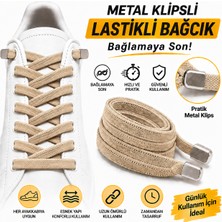 YeferStore Ultra Kullanışlı Elastik Metal Tokalı Ayakkabı Bağcığı, Giy Çıkar Pratik Bağcık, 100CM 1 Çift