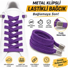 YeferStore Ultra Kullanışlı Elastik Metal Tokalı Ayakkabı Bağcığı, Giy Çıkar Pratik Bağcık, 100CM 1 Çift