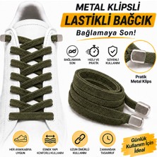 YeferStore Ultra Kullanışlı Elastik Metal Tokalı Ayakkabı Bağcığı, Giy Çıkar Pratik Bağcık, 100CM 1 Çift