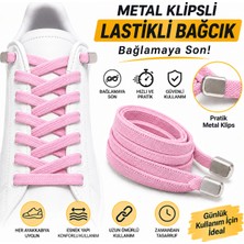 YeferStore Ultra Kullanışlı Elastik Metal Tokalı Ayakkabı Bağcığı, Giy Çıkar Pratik Bağcık, 100CM 1 Çift