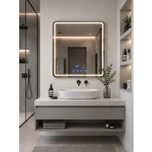 Akay Dizayn Banyo Aynası - AYN01 - Kare LED Işıklı,bluetooth, Buhar Önleyici Isıtıcılı