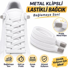 YeferStore Ultra Kullanışlı Elastik Metal Tokalı Ayakkabı Bağcığı, Giy Çıkar Pratik Bağcık, 100CM 1 Çift