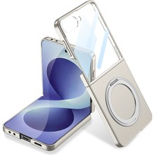 Teleplus Samsung Galaxy Z Flip 8 Kılıf M-Safe Şarj Özellikli Kıpta Yüzüklü Kamera Korumalı Kapak