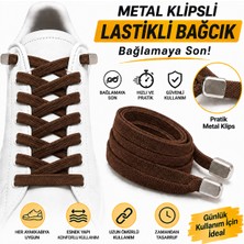 YeferStore Ultra Kullanışlı Elastik Metal Tokalı Ayakkabı Bağcığı, Giy Çıkar Pratik Bağcık, 100CM 1 Çift