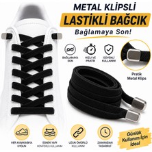 YeferStore Ultra Kullanışlı Elastik Metal Tokalı Ayakkabı Bağcığı, Giy Çıkar Pratik Bağcık, 100CM 1 Çift