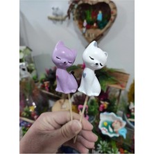 Himi Teraryum Objeleri 2'li Kedi Dekoratif Biblo ve Diorama Objesi
