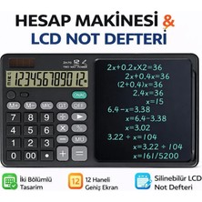 Azurtech LCD Not Defterli Hesap Makinesi Çift Fonksiyonlu,silinebilir Yazı Tahtalı Ikisi Bir Arada Tasarım