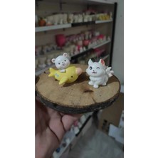 Himi Teraryum Objeleri Kedicik ve Ayıcık Dekoratif Biblo ve Diorama Objesi