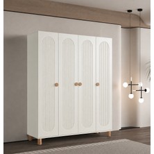 Pema Home Peri %100 Mdf Membran 4 Kapaklı Dolap Gardırop Aynasız