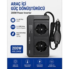 Azurtech 200 Watt 12-220V Çakmak Çevirici Modified Sinus Inverter Çevirici Superbox-Pc-Şarj Cihazları Içindir