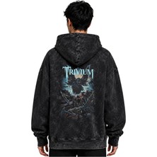 Sevbano Trivium Rock Metal Müzik Grubu Baskılı Unisex Oversize Yıkamalı Premium Hoodie Sweatshirt