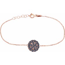 Emiliano Jewellery Emılıano Jewellery Yuvarlak Pırlanta Montür Rose Altın Kaplama Gümüş Bileklik