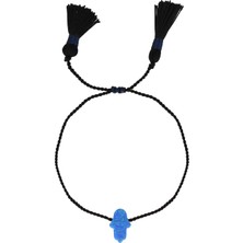 Emiliano Jewellery Opal Taşlı Siyah Ipli El Gümüş Bileklik