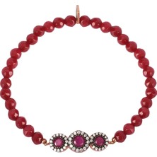 Emiliano Jewellery Zirkon Taşlı Rose Kaplama Yuvarlak Desenli Gümüş Strech Bileklik