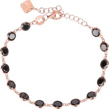 Emiliano Jewellery Zirkon Taşlı Rose Altın Kaplamalı Sıralı Tiffany Taşlı Gümüş Bileklik