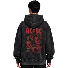 Sevbano Ac Dc Rock Metal Müzik Grubu Baskılı Unisex Oversize Yıkamalı Premium Hoodie Sweatshirt