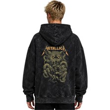 Sevbano Metallica Rock Metal Müzik Grubu Baskılı Unisex Oversize Yıkamalı Hoodie Sweatshirt