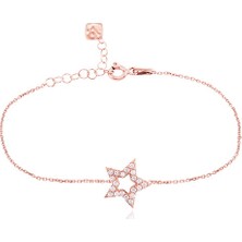 Emiliano Jewellery Emılıano Jewellery Zirkon Taşlı Pırlanta Montür Rose Altın Kaplama Yıldız Gümüş Bileklik
