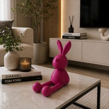 Basart Dekoratif Tavşan Biblo 25 cm Modern Minimalist Ev Dekorasyonu Salon Tv Ünitesi Konsol Raf Objesi Mor
