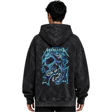 Sevbano Metallica Rock Metal Müzik Grubu Baskılı Unisex Oversize Premium Yıkamalı Hoodie Sweatshirt