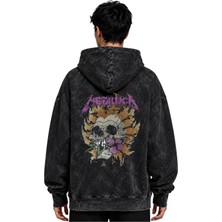 Sevbano Metallica Rock Metal Müzik Grubu Baskılı Unisex Oversize Yıkamalı Premium Hoodie Sweatshirt