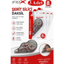 Artlantis Şerit Daksil Beyaz 5mmx8 Metre 3 Adet Inox Şerit Düzeltici Şerit Silici Yazı Silici Büro Ofis Okul