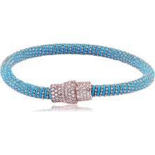 Emiliano Jewellery Zirkon Taşlı Rose Altın Kaplama Ipli Toplu Zincir Dolamalı Bileklik
