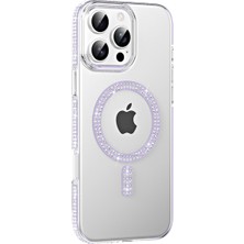 Bezos iPhone 16 Pro Move Taşlı Magsafe Kapak - Lila