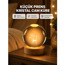 İlk El Grup 8 cm Küçük Prens Cam Küre USB Işıklı Ahşap Tabanlı Dekor