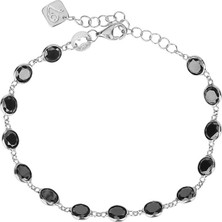 Emiliano Jewellery Zirkon Taşlı Gümüş Rengi Kaplamalı Sıralı Tiffany Taşlı Gümüş Bileklik