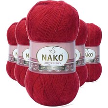 Elitse 5 Adet Angora Lüks El Örgü Ipi Koyu Kırmızı 1175