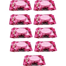Elitse 9 Paket Red Rose Islak Havlu Mendil 90 Adet Kapaklı Gül Kokulu