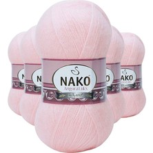 Elitse 5 Adet Angora Lüks El Örgü Ipi Pembe 11502