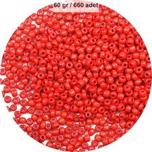 Elitse Koyu Turuncu Renk 4 mm Yaklaşık 660 Adet / 60 Gram Cam Boncuk Oya Yazma Bileklik ve Kolye