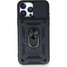 Elitse Apple Iphone 15 Pro Kılıf Pars Lens Yüzüklü Silikon - Lacivert