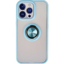Elitse Apple Iphone 15 Pro Max Kılıf Montreal Yüzüklü Silikon Kapak - Buz Mavi