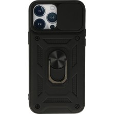 Elitse Apple Iphone 13 Pro Max Kılıf Pars Lens Yüzüklü Silikon - Siyah