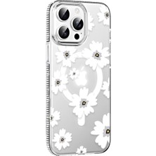 Elitse Joko Apple Iphone 15 Pro Floral Magsafe Kapak - Beyaz
