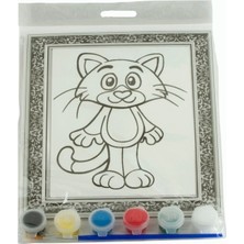 Bijuteri Net Kedi Desenli Boyama Tuval Seti