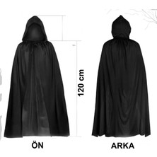 Elitse Siyah Uzun Pelerin 120 cm Kapüşonlu – Cosplay ve Parti Kostümü
