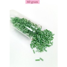 Elitse Uzun Boru Kesme Boncuk Çap 2mm Uzunluk 10 mm - 60 Gram - Yeşil Beyaz - BNC286